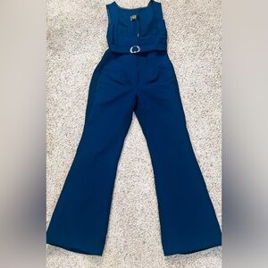Vtg 70s 80s ROBBE Navy Blue Belted Ski Bibs Jumpsuit Made in USA Apres Ski M 8